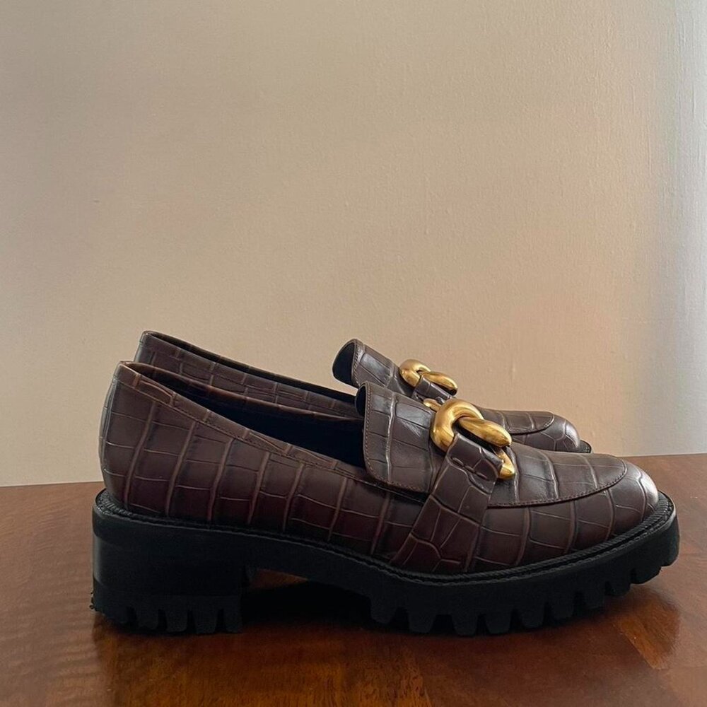 Aerosole brown croc loafers